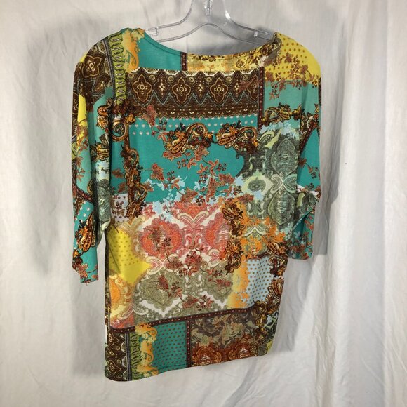 Bohemian print 3/4 sleeve summer blouse size S - Picture 5 of 5